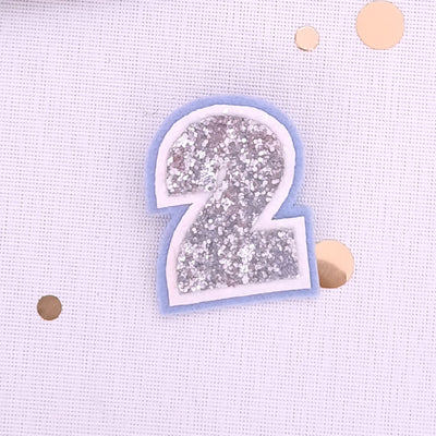 Birthday Badge ~ Choose Your Number ~ Silver Glitter
