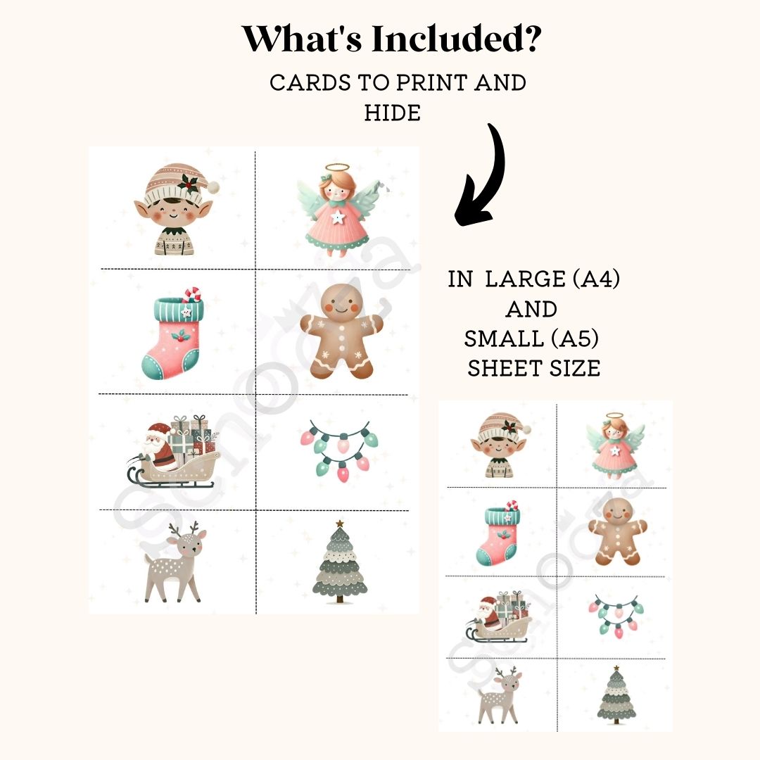 Christmas scavenger hunt game cards to hide