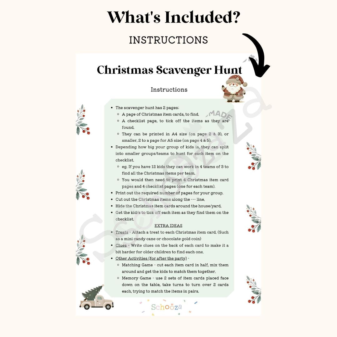 Christmas scavenger hunt Instructions