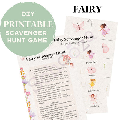 Fairy party game printable scavenger hunt