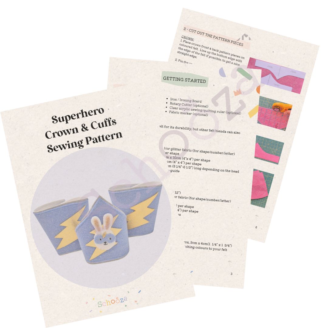 Superhero Crown & Cuff Sewing Pattern | DIY Superhero Costume for Kids ...