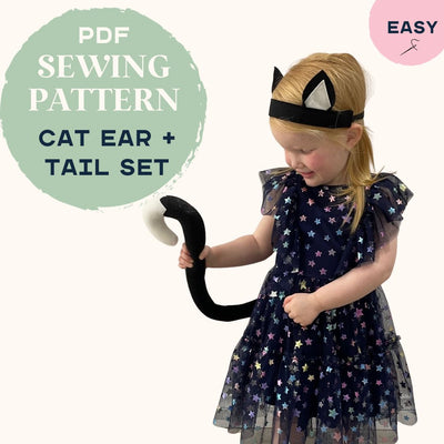 PDF Sewing Pattern ~ Cat Ear and Tail Costume Accessory Set