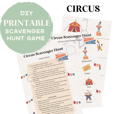circus /carnival scavenger hunt printable game intant download