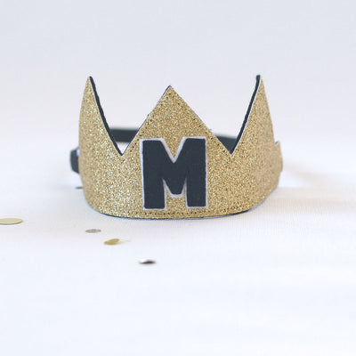 Mini Birthday Crown ~ GLITTER  ~ Gold ~ Black ~ Choose Your Letter