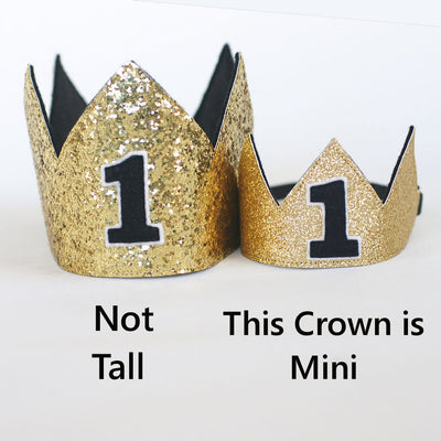 Mini Birthday Crown ~ GLITTER  ~ Gold ~ Black ~ Choose Your Letter
