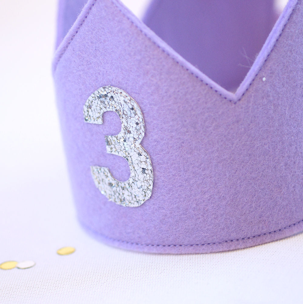 3rd birthday crown girl lilac felt