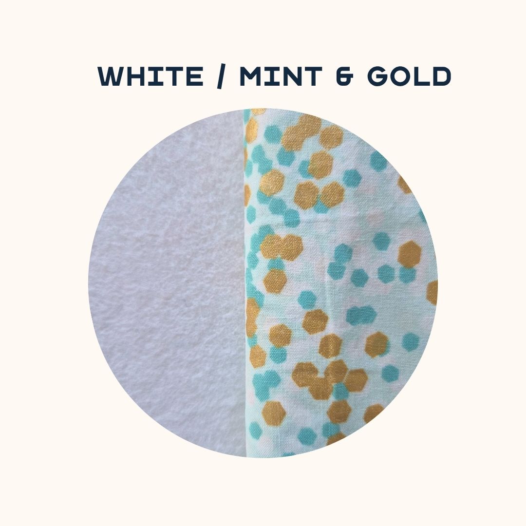 white felt and mint and gold fabric option for make your own felt crown kit