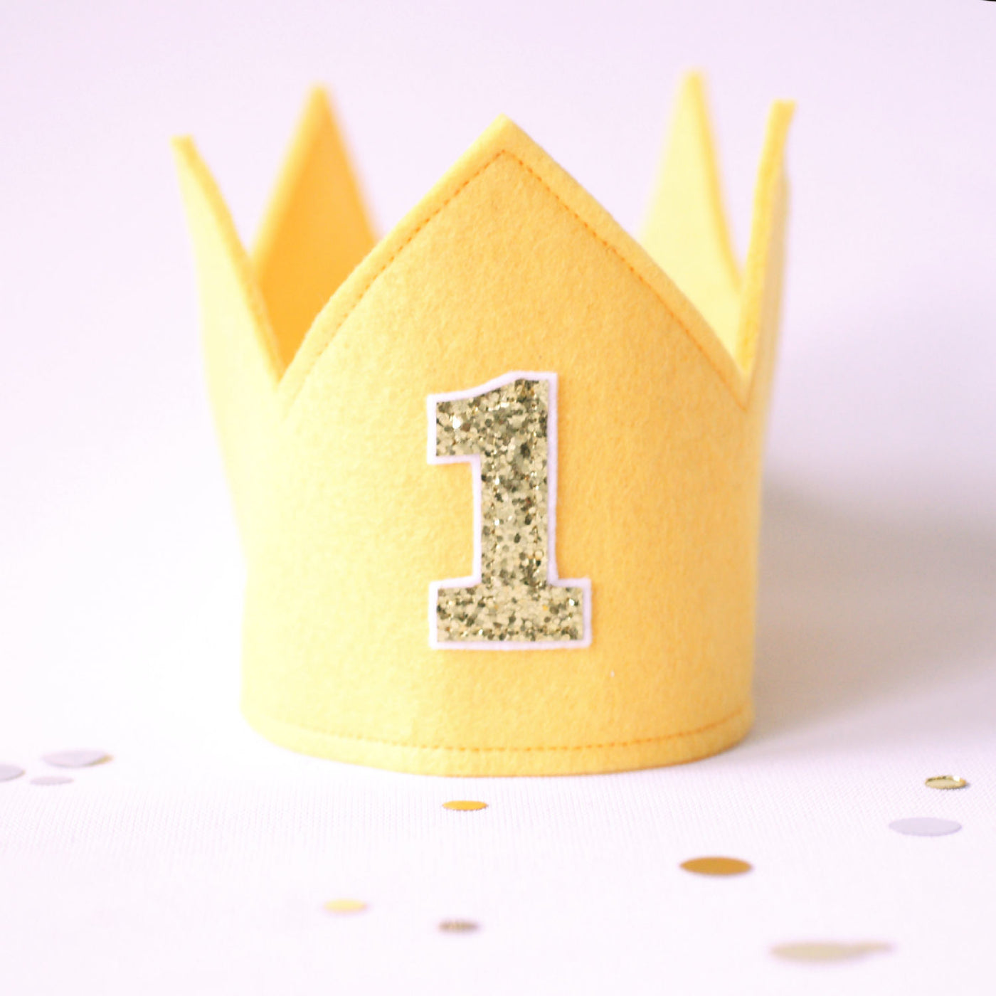 first birthday crown boy - felt yellow