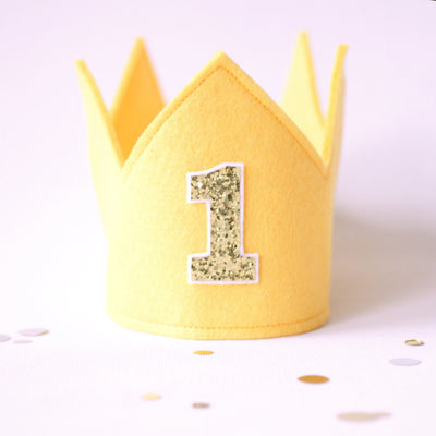 first birthday crown boy - felt yellow