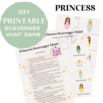 Princess party scavenger hunt game printable download