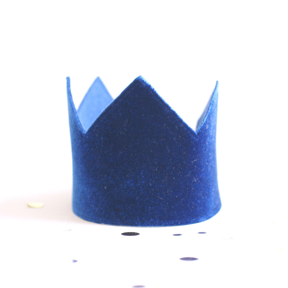 Boys birthday crown in blue velvet