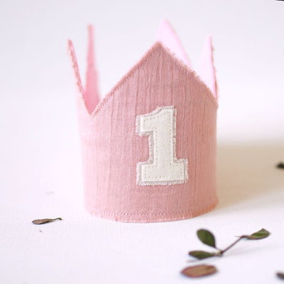 pink first birthday crown for a boho theme first birthday