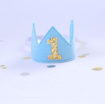 blue birthday crown boy