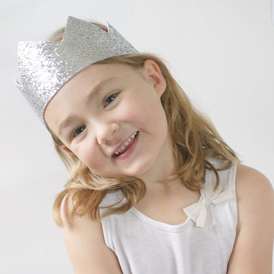 Classic Birthday Crown ~ GLITTER ~ Silver ~ Pale Pink ~ Choose Your Letter